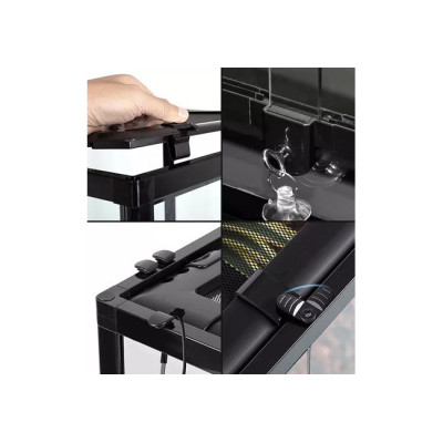 Détail de la structure en verre et métal du terrarium REPTIZOO – Montage facile sans outils Détail de la structure en verre et métal du terrarium REPTIZOO – Montage facile sans outils