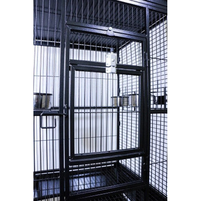 Cage pour oiseaux noire sécurisée - Idéale Youyou du Sénégal et perruches Cage pour oiseaux noire sécurisée - Idéale Youyou du Sénégal et perruches